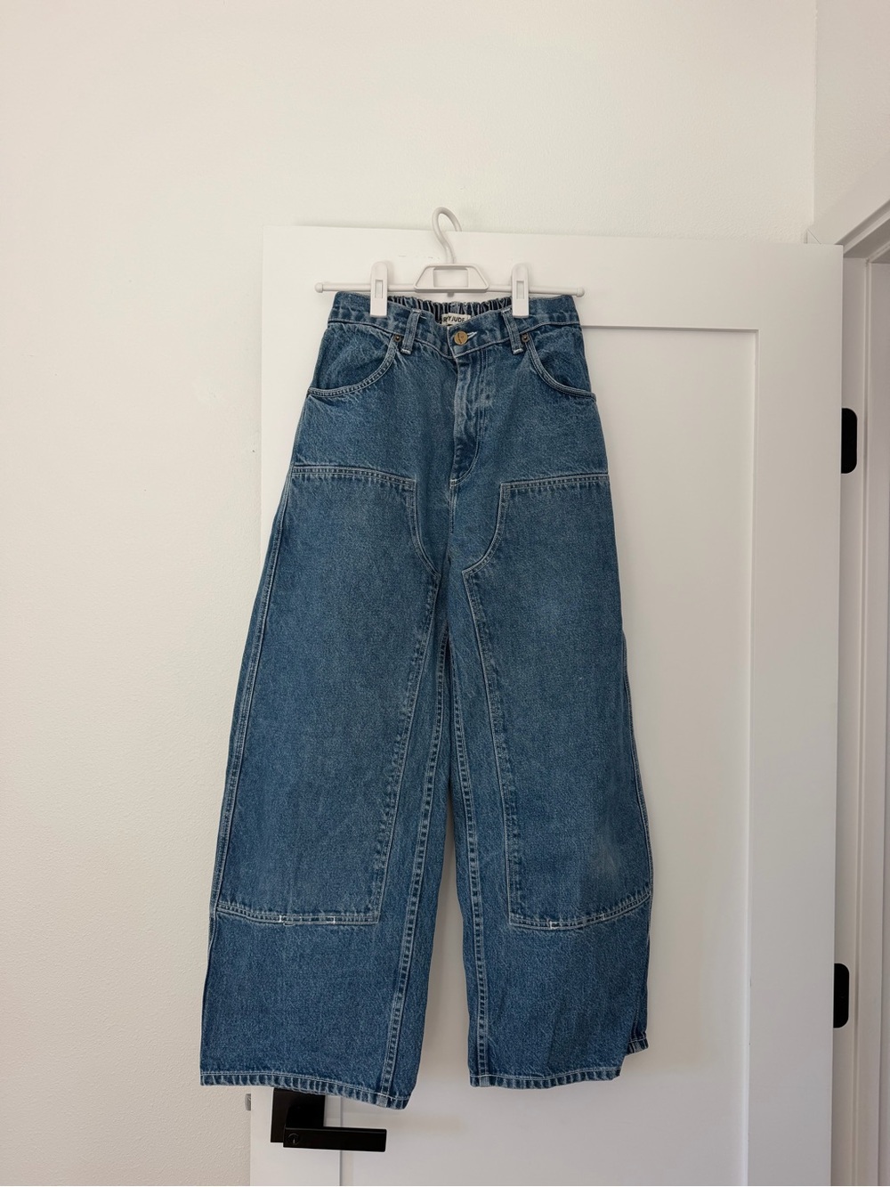Rudy Jude Wide-Leg Patchwork Denim Jeans in Blue